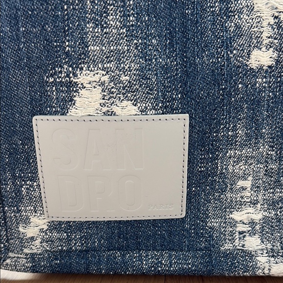 Sandro Denim Tote Bag with Gold Accents - Picture 4 of 6
